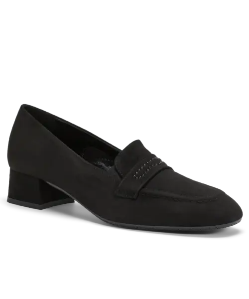 Sandalo elegante da donna modello Brezia in camoscio nero con tacco basso – Chiara Comfort