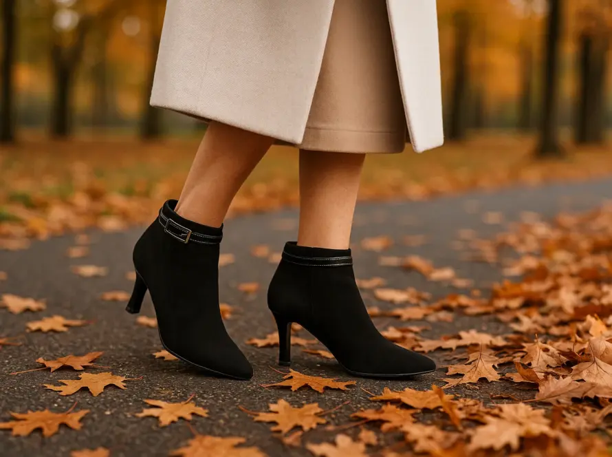 Scarpe per anziane con tacco basso e comfort memory foam