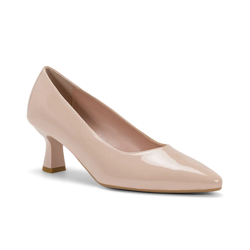 Ada, escarpin de cérémonie en cuir verni nude, faite main à Trani