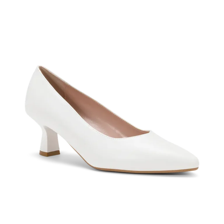 Ada Sposa, escarpin de mariée en similicuir lisse blanc, faite main à Trani