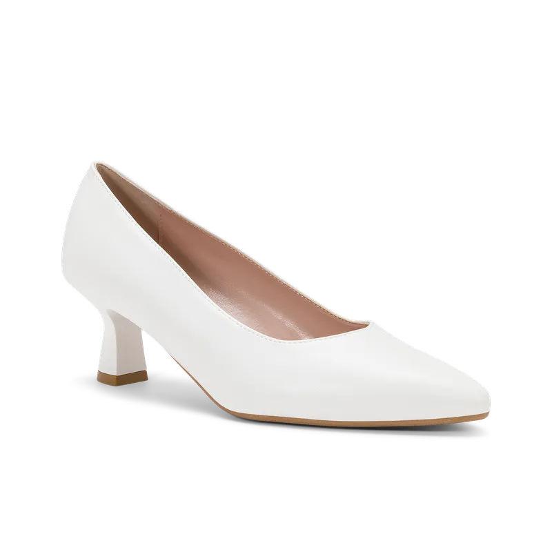 Ada Sposa, escarpin de mariée en similicuir lisse blanc, faite main à Trani