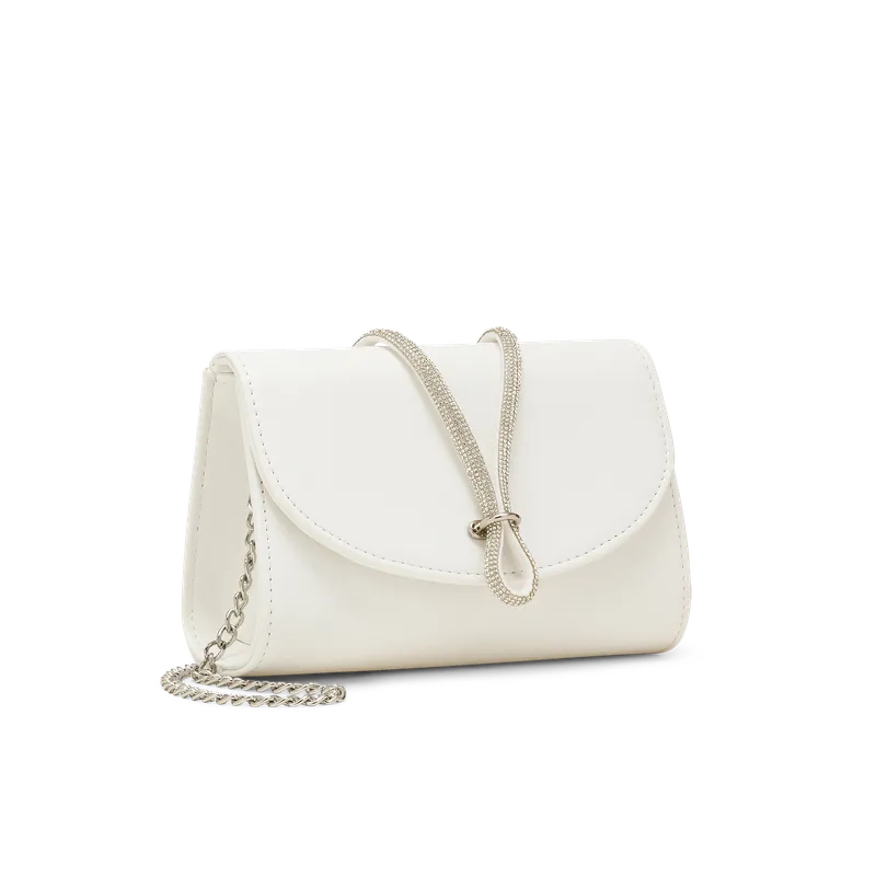 Corolla Bianco, pochette en similicuir blanc, faite main à Trani