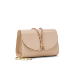Corolla Nude Vernice, pochette in vernice nude, fatta a mano a Trani
