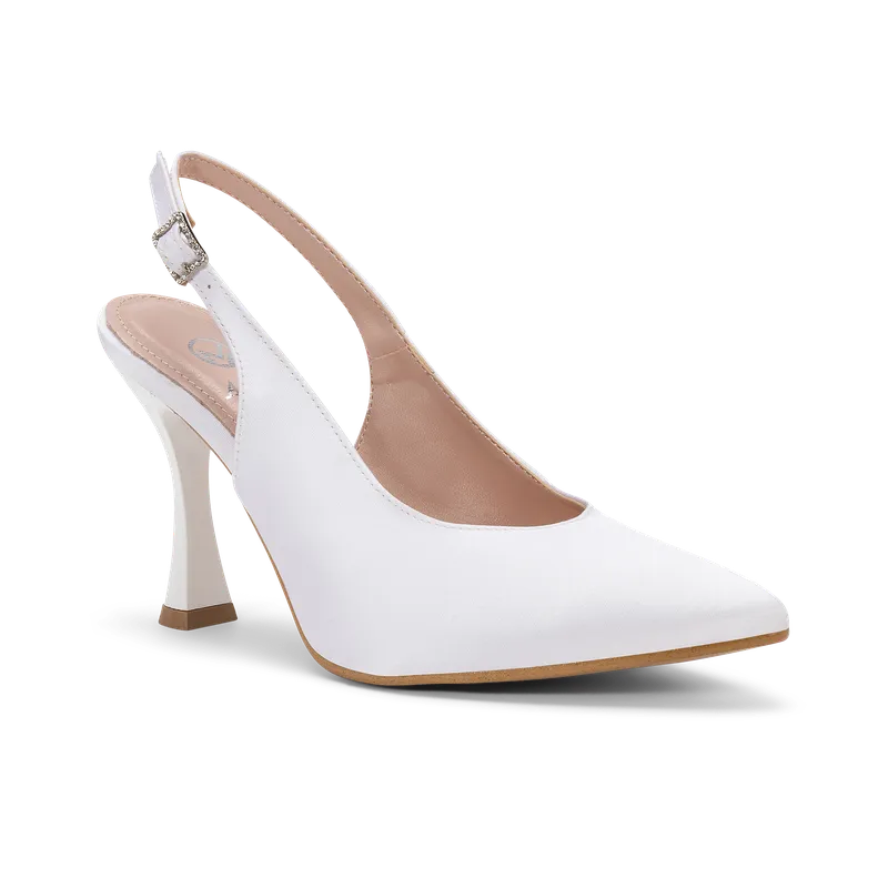 Etherea Sposa, slingback de mariée en satin blanc, faite main à Trani