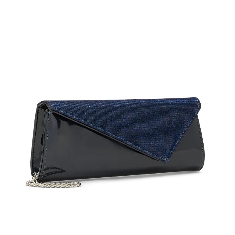 Lanterna Blu Notte, clutch in vernice blu notte, fatta a mano a Trani