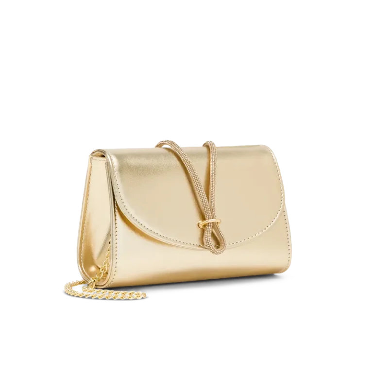 Nodo Platino, pochette en cuir métallisé platine, faite main à Trani