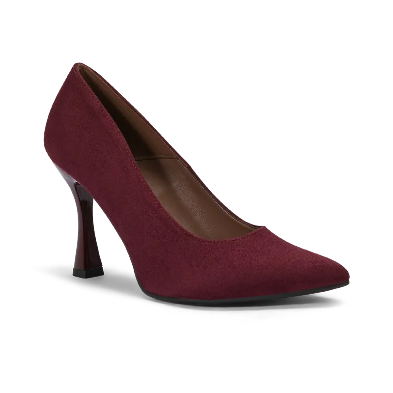 Perla Bordeaux, escarpin de cérémonie en daim bordeaux, faite main à Trani