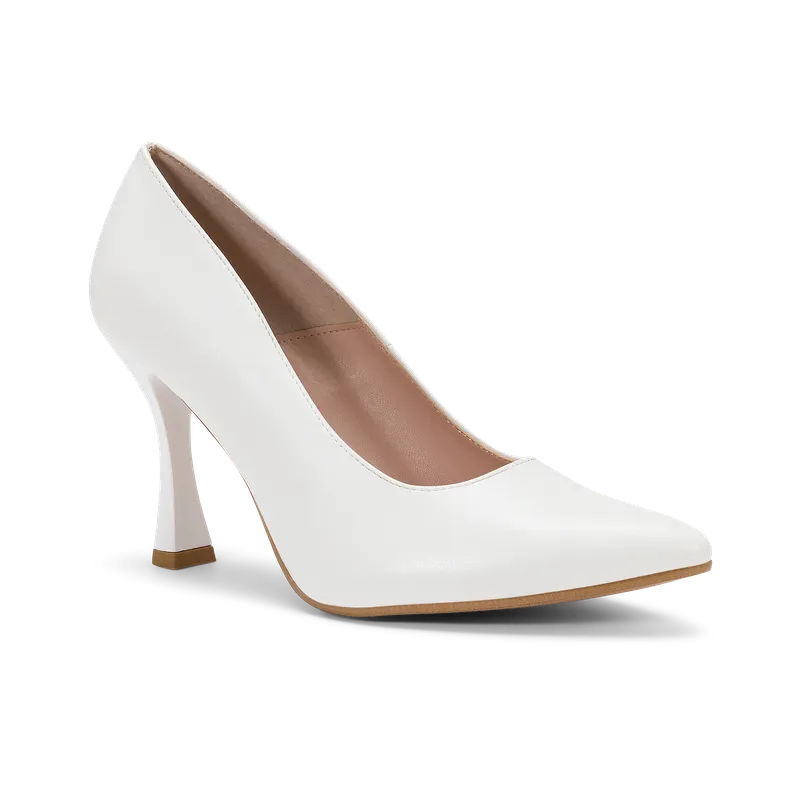 Perla Sposa, escarpin de mariée en similicuir lisse blanc, faite main à Trani