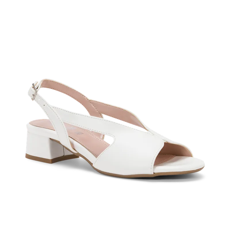 Stella Bianco, sandale de mariée en similicuir lisse blanc, fait main à Trani
