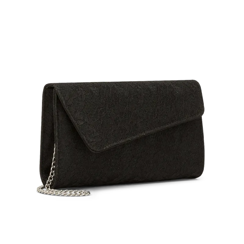 Trina Nero, pochette in pizzo nero, fatta a mano a Trani